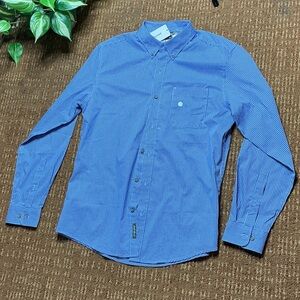 Eddie Bauer Men's Blue Gingham Button Down Shirt